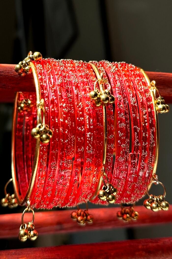Arzoo Bangles Set orangish Red